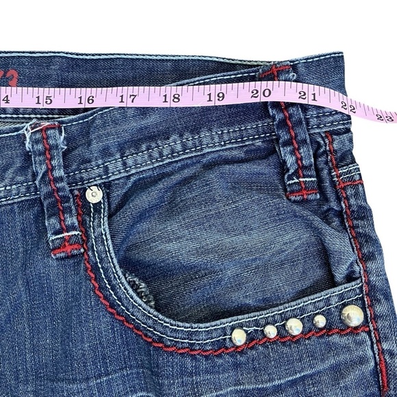 Pepe Jeans London Dark Wash Relaxed Jeans Jewel Studded Cross Grunge Worn 44x33 - Picture 11 of 16